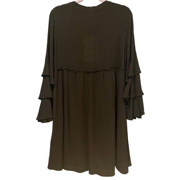 L Love Womens Flowy Dress Size S Black 100% Rayon Lined Lace-Up Neckline - Picture 7 of 11